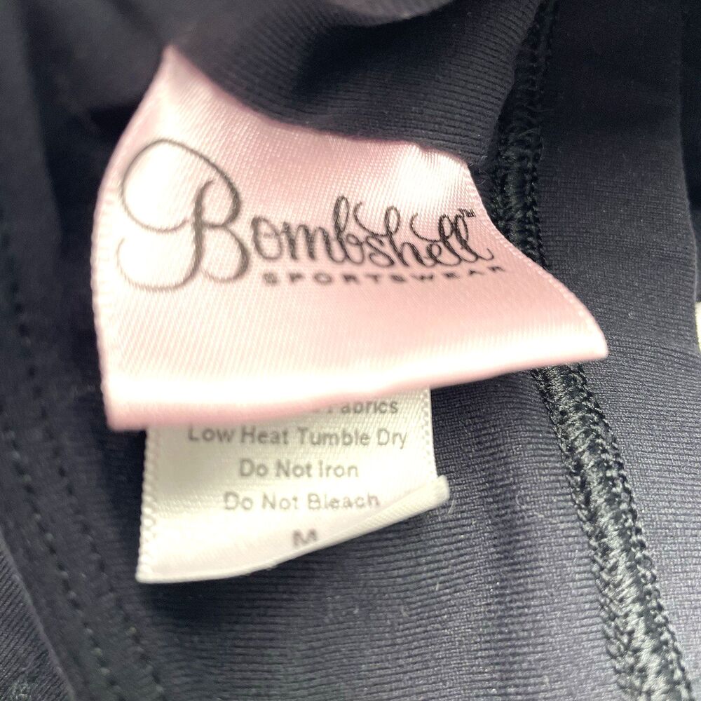 Bombshell Sportswear Bra Top Black Lace Waist Band Pullover Adjustable Size M - Picture 6 of 7